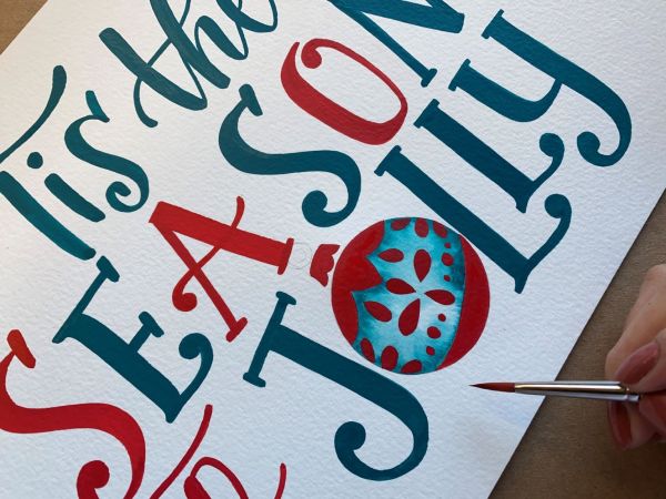 Holiday-Inspired Calligraphy Using Lettering Paintbrushes