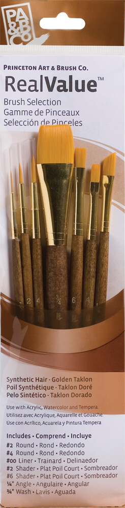 Synthetic-Golden Taklon Set of 6 brushes - Princeton Brush Company